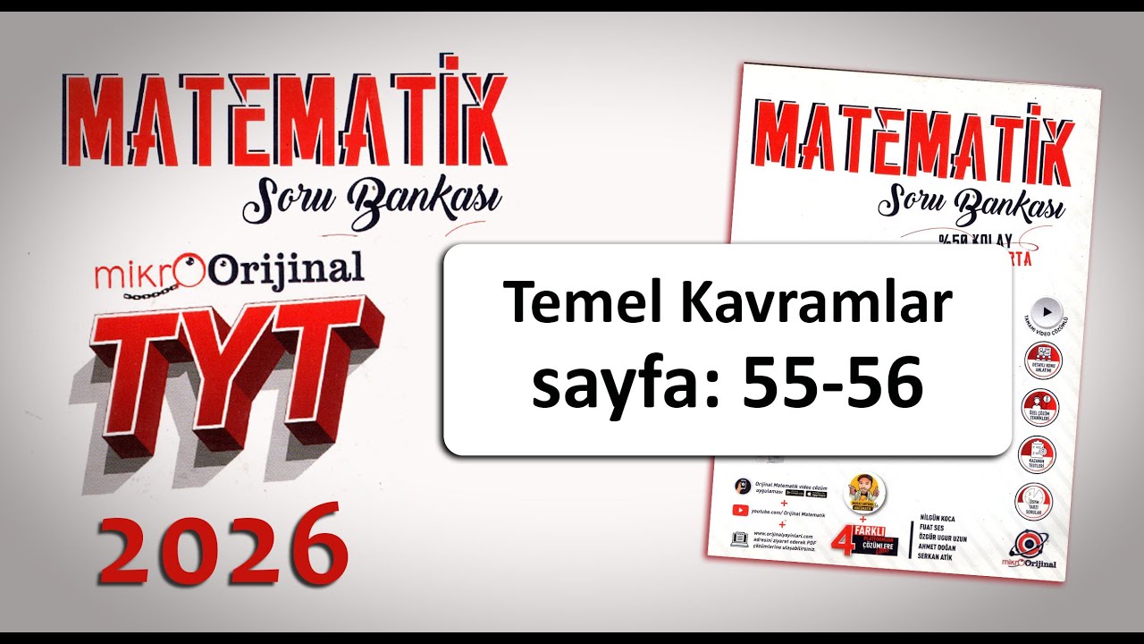 Mikro Orijinal SAYFA: 55-56 TYT Matematik Soru Bankası &Ccedil;&ouml;z&uuml;mleri #tyt2026 #tytmatematik #ayt