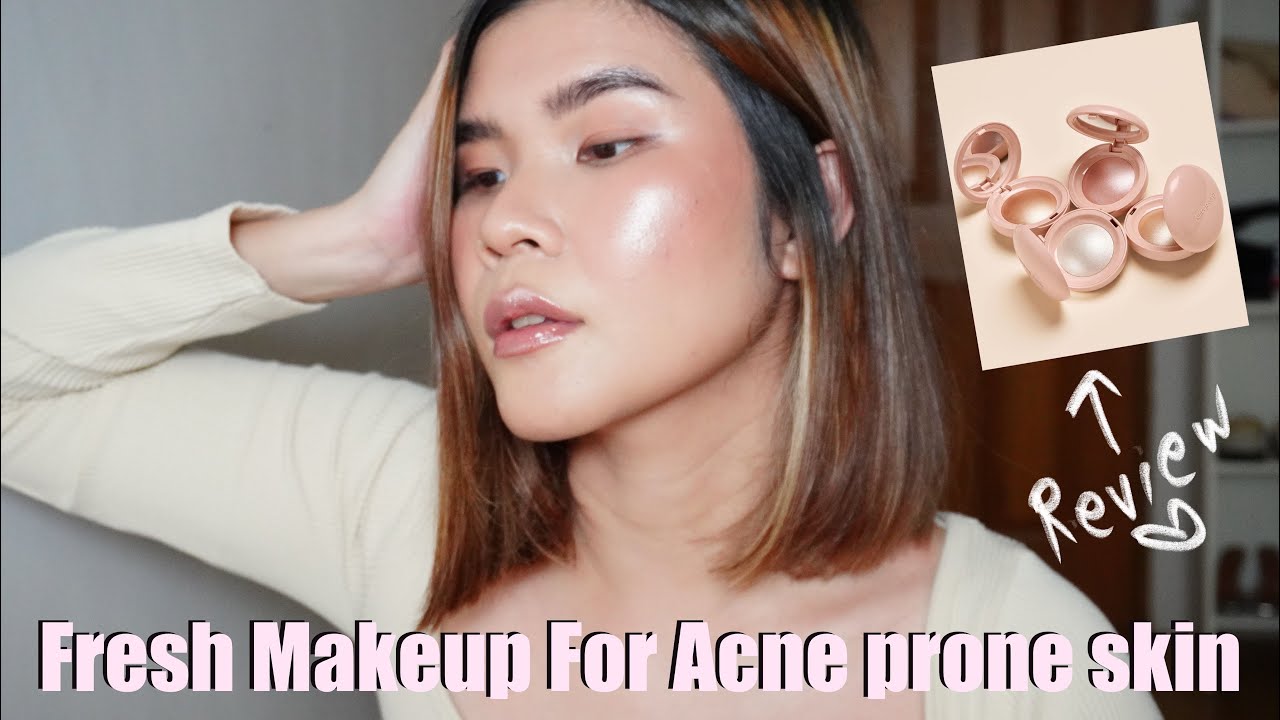 NEW RARE BEAUTY POSITIVE LIGHT SILKY TOUCH HIGHLIGHTER  + GRWM A FRESH EASY MAKEUP ACNE PRONE SKIN