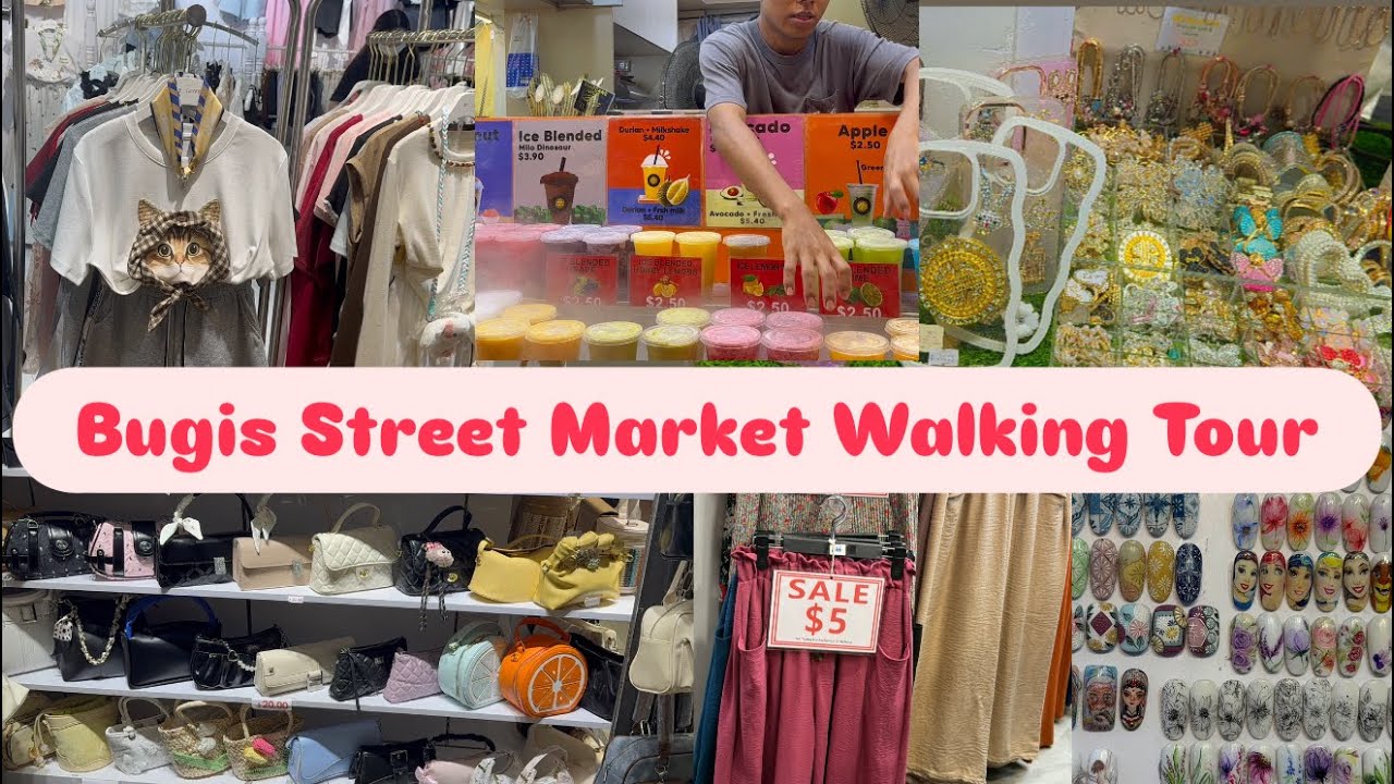 Bugis Street Market Walking Tour | Bugis street cheaper shopping | Singapore bargain shopping space
