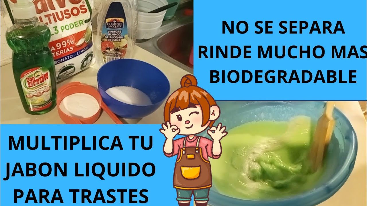 MULTIPLICA TU JABON LIQUIDO PARA  TRASTES SIN JABON DE BARRA 👍