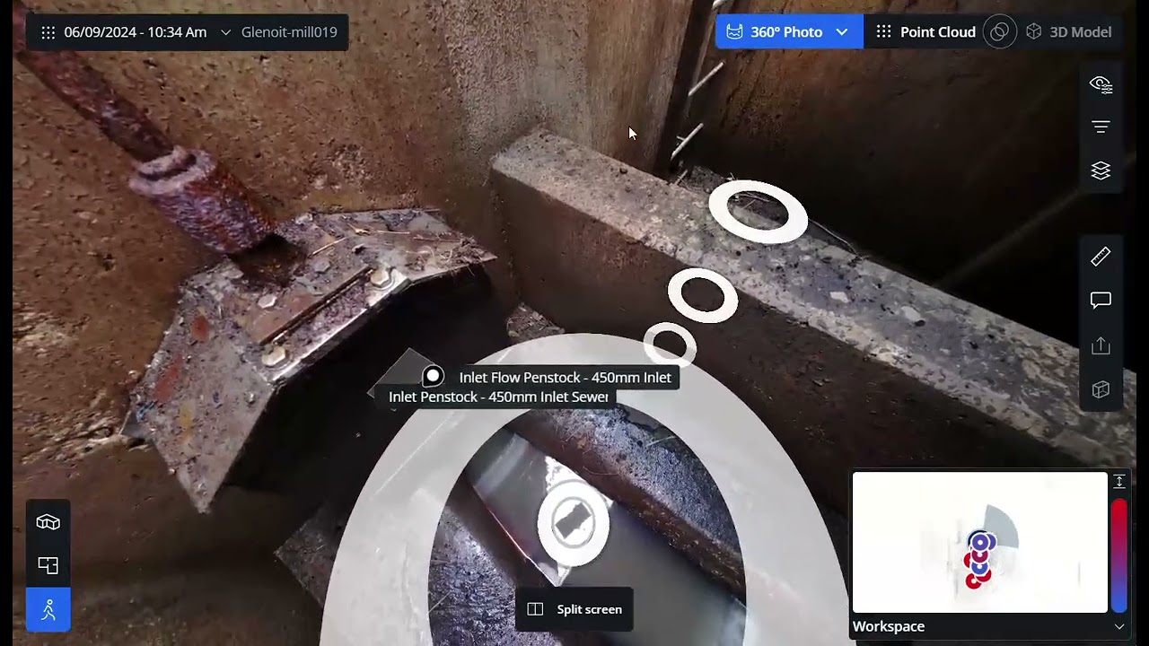 Aqua-Tech - 3D Lidar / Laser Scanning: Drawing Overlay on Scan of a Combined Sewer Overflow (CSO)