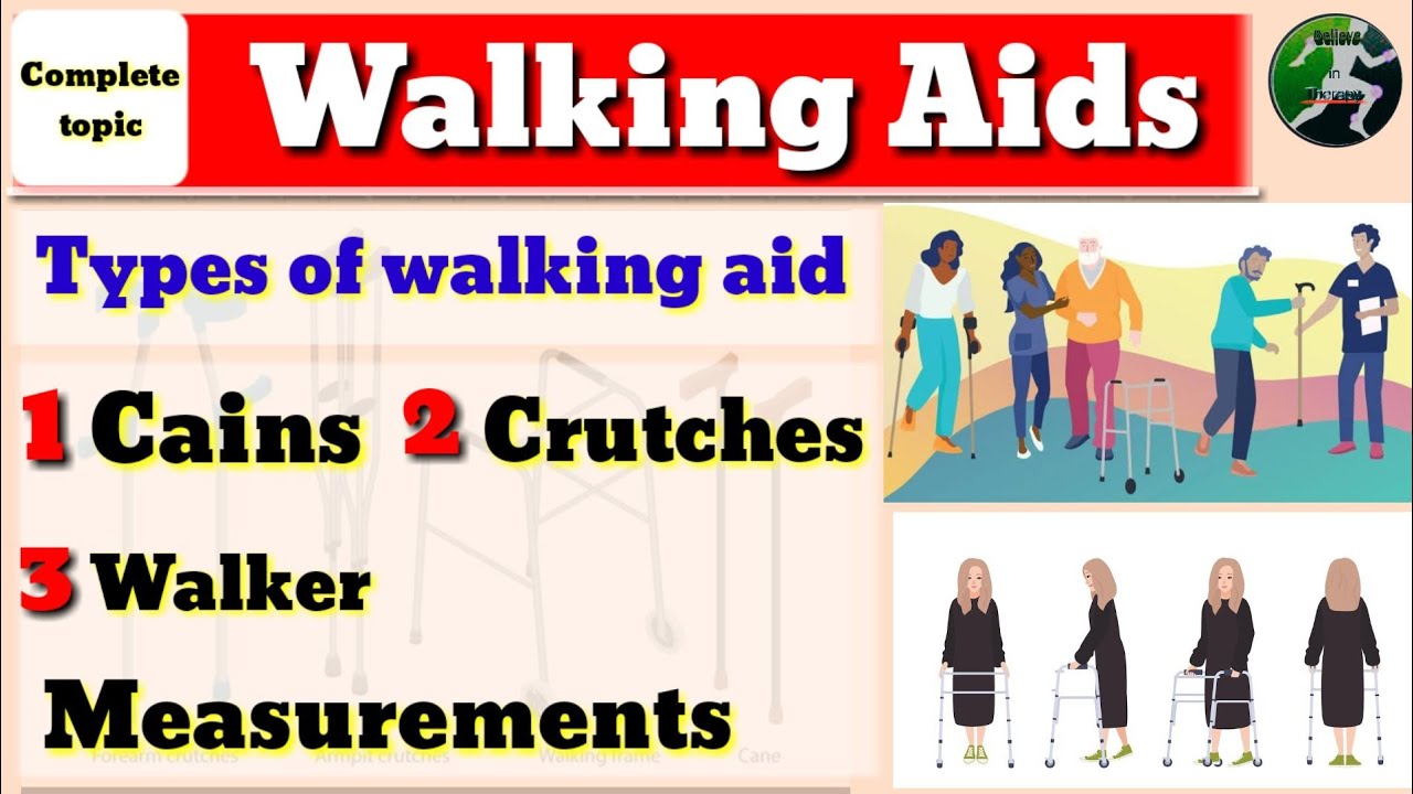 Walking aids || types of walking aids || Canes || crutches|| Walker | measurements exercise therapy
