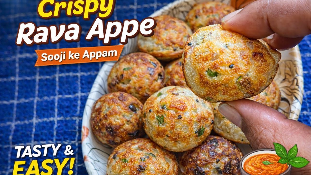  5 मिनट में बनाएं क्रिस्पी सूजी के अप्पे | बाहर से कुरकुरे अंदर से सॉफ्ट | Instant Breakfast Recipe