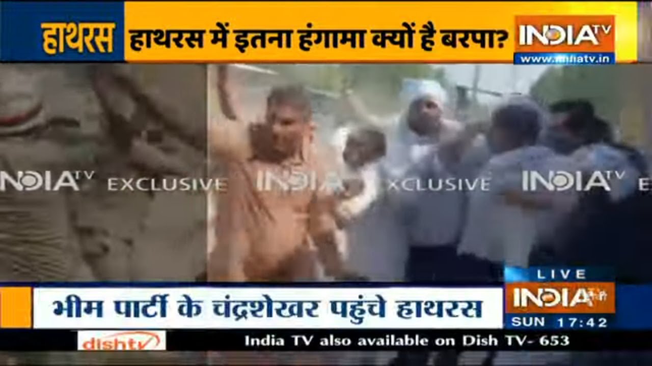Watch: Police baton charge LJP workers in Hathras as they try to break protocol