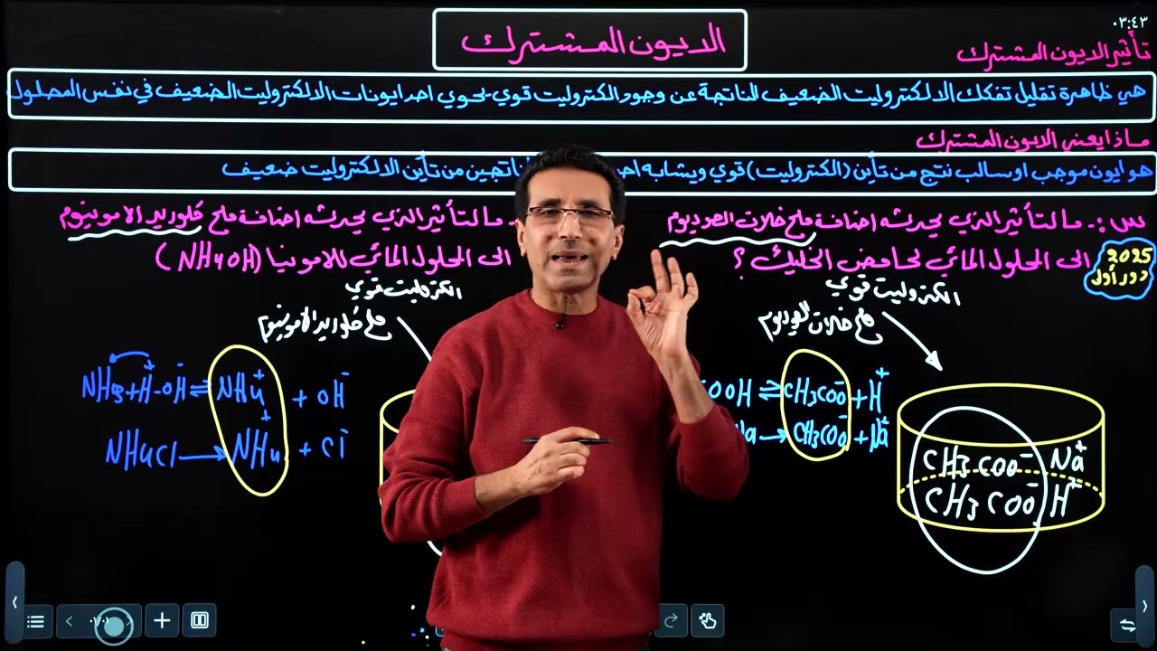 ‏الفصل الثالث : المحاضرة الثانية عشرة :-،تأثير الايون المشترك