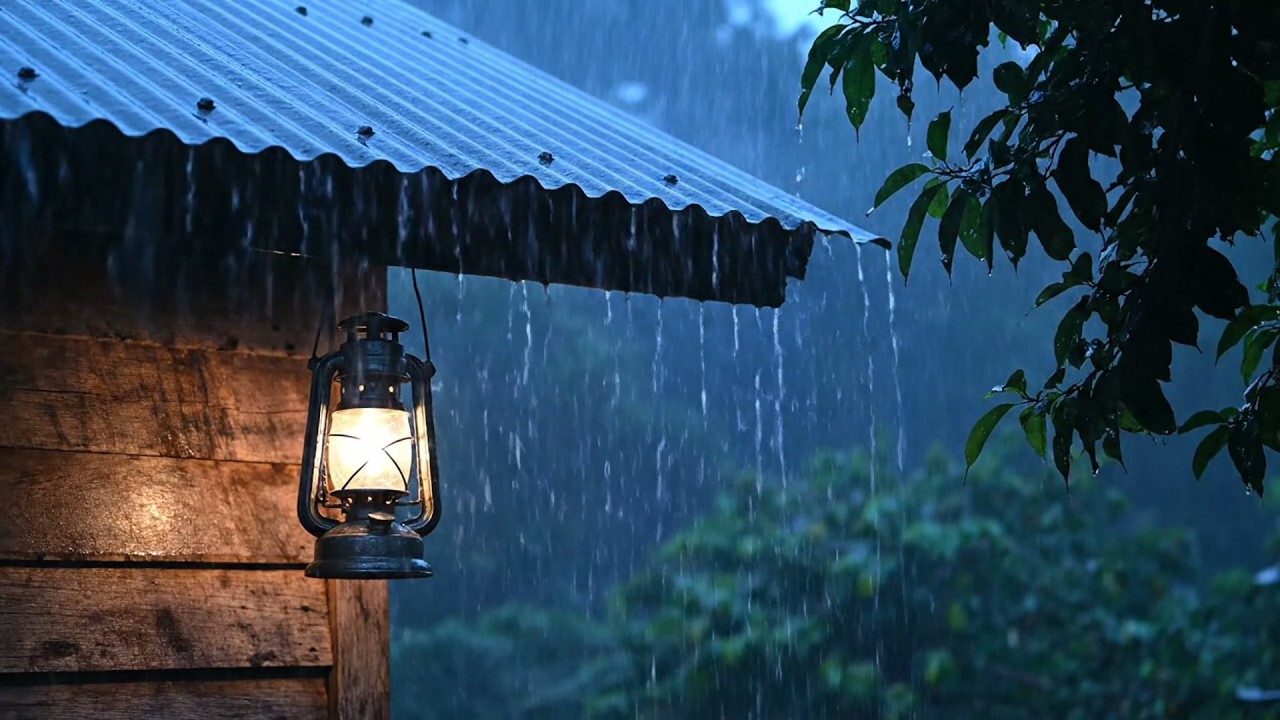 Beat Stress Within 3 Minutes to Sleep Soundly with Heavy Rain & Thunderstorm on a Tin Roof at Night