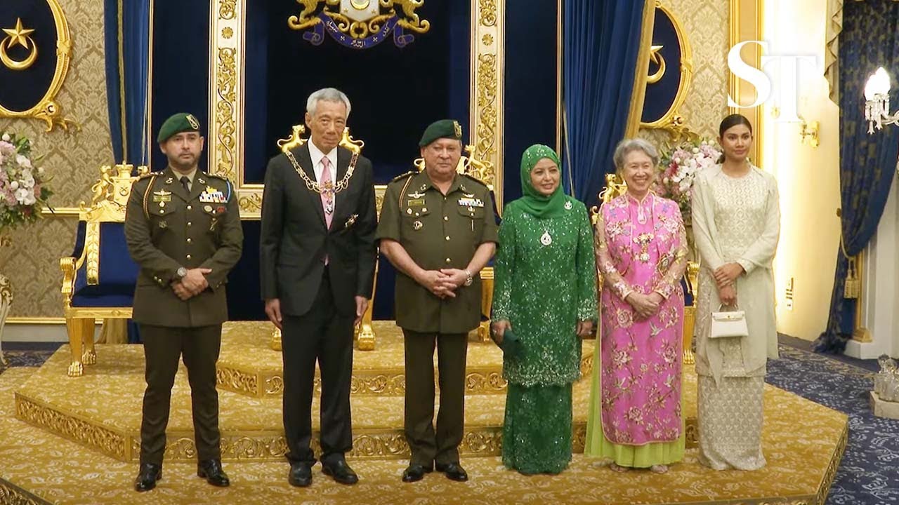 PM Lee, Ho Ching, receive Johor state honours from Sultan at Istana Besar (May 6)