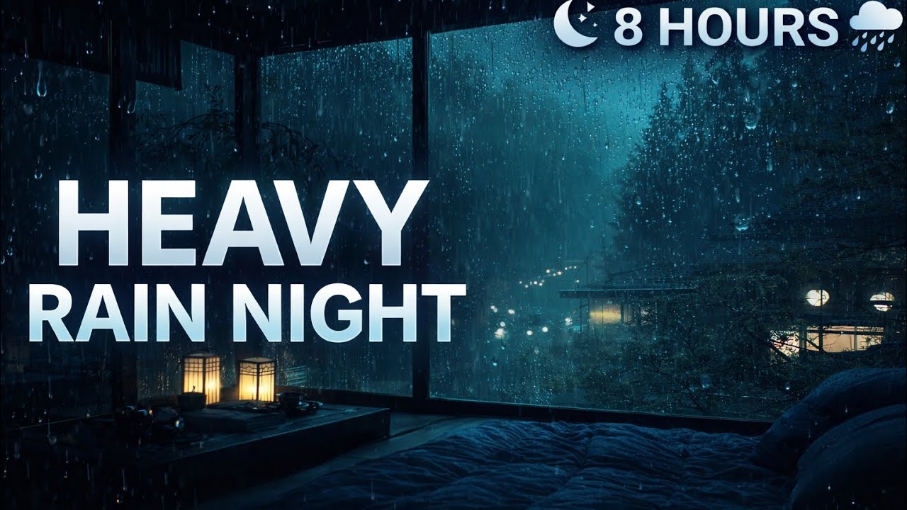 Relaxing Rain on Window at Night 🌙 8 Hours for Sleep & Anxiety Relief