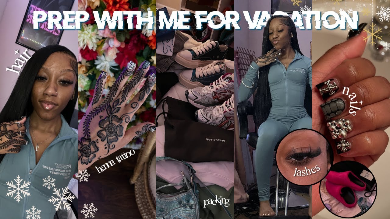 VLOGMAS✰PREPARE WITH ME FOR VACATION: hair, lashes, nails, packing & more ! | JAAHDIORR