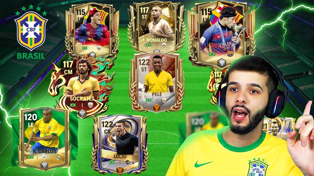 MONTEI A SELE&Ccedil;&Atilde;O BRASILEIRA DE TODOS OS TEMPOS NO FC MOBILE! 🇧🇷😱