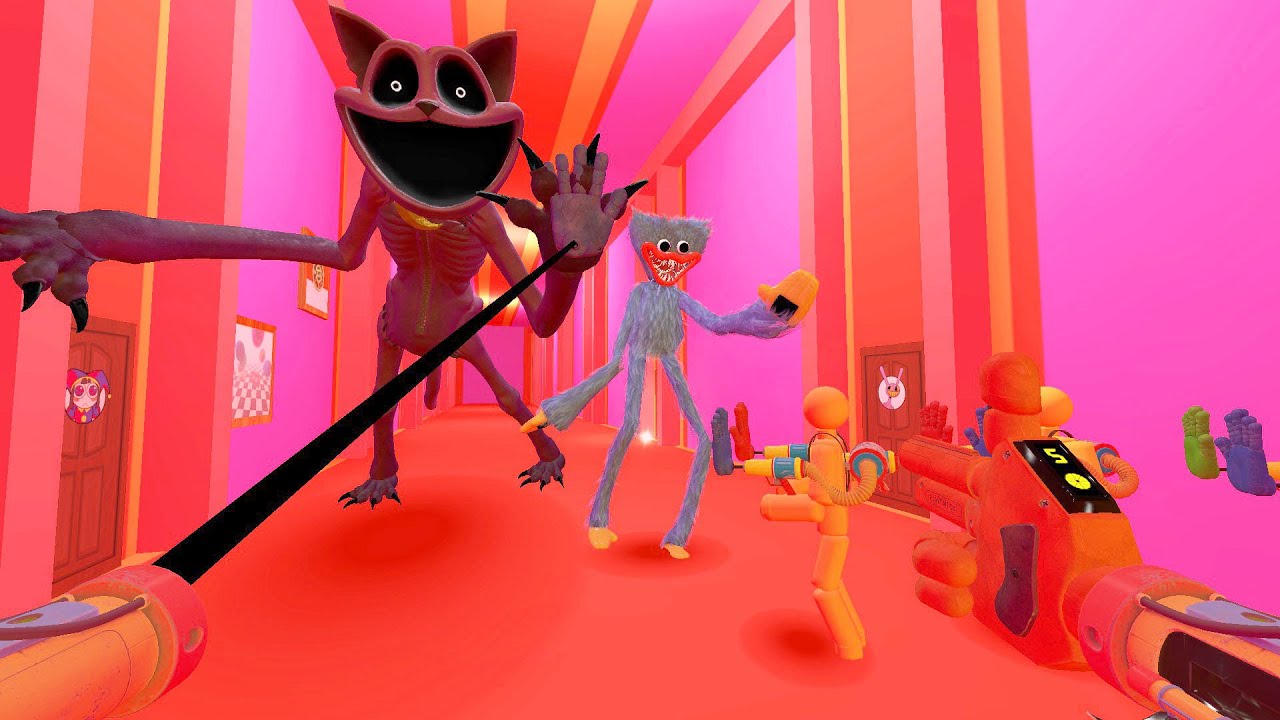 CatNap & Huggy Wuggy Chase 100 Players in Digital Circus in Garry's Mod Gmod
