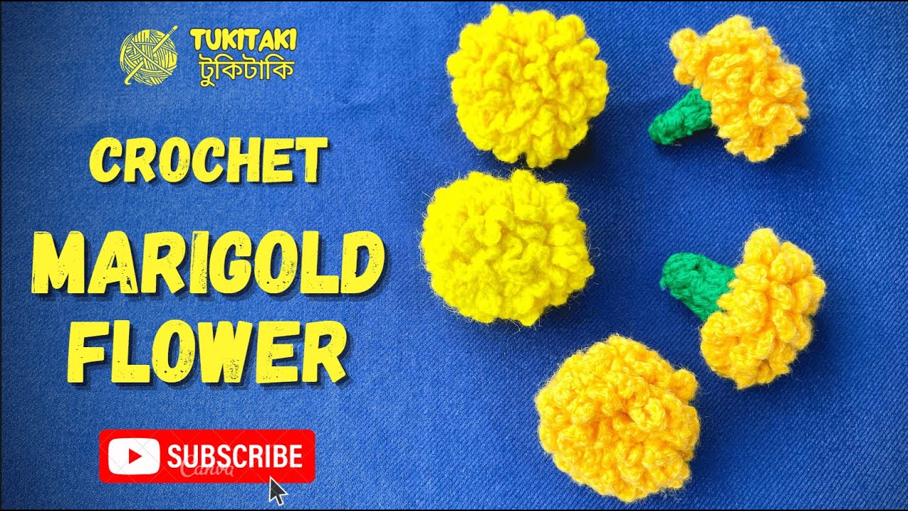 How to Crochet Marigold Flower | Beautiful Flower Tutorial for Beginners | #tukitakicrochet