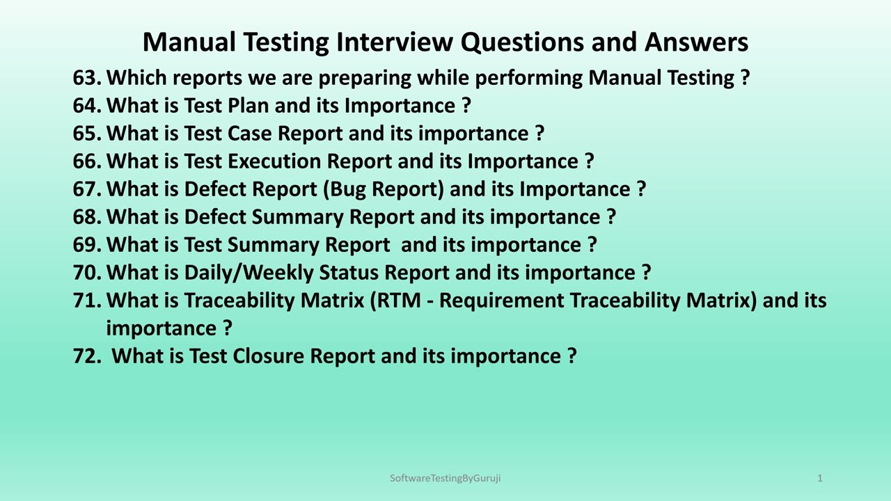 Software Testing Important Questions | Manual Testing Interview Questions & Answers- Part-7 | Basics