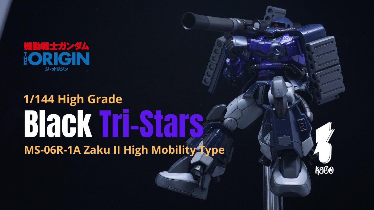 Gunpla Custom Build | Black Tri-stars Zaku II｜Gundam Origin | 1/144 High Grade