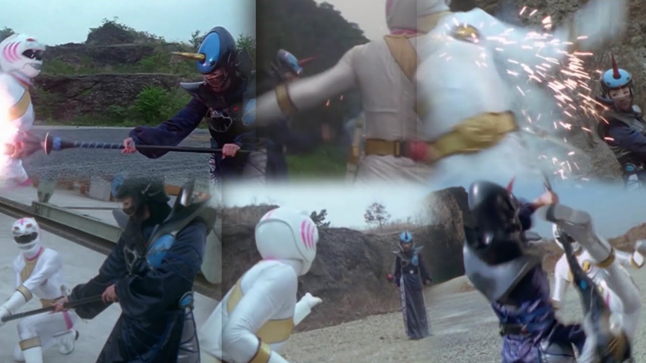 Taiga Sea vs Tsuetsue Fight Scenes Gaoranger Gao White