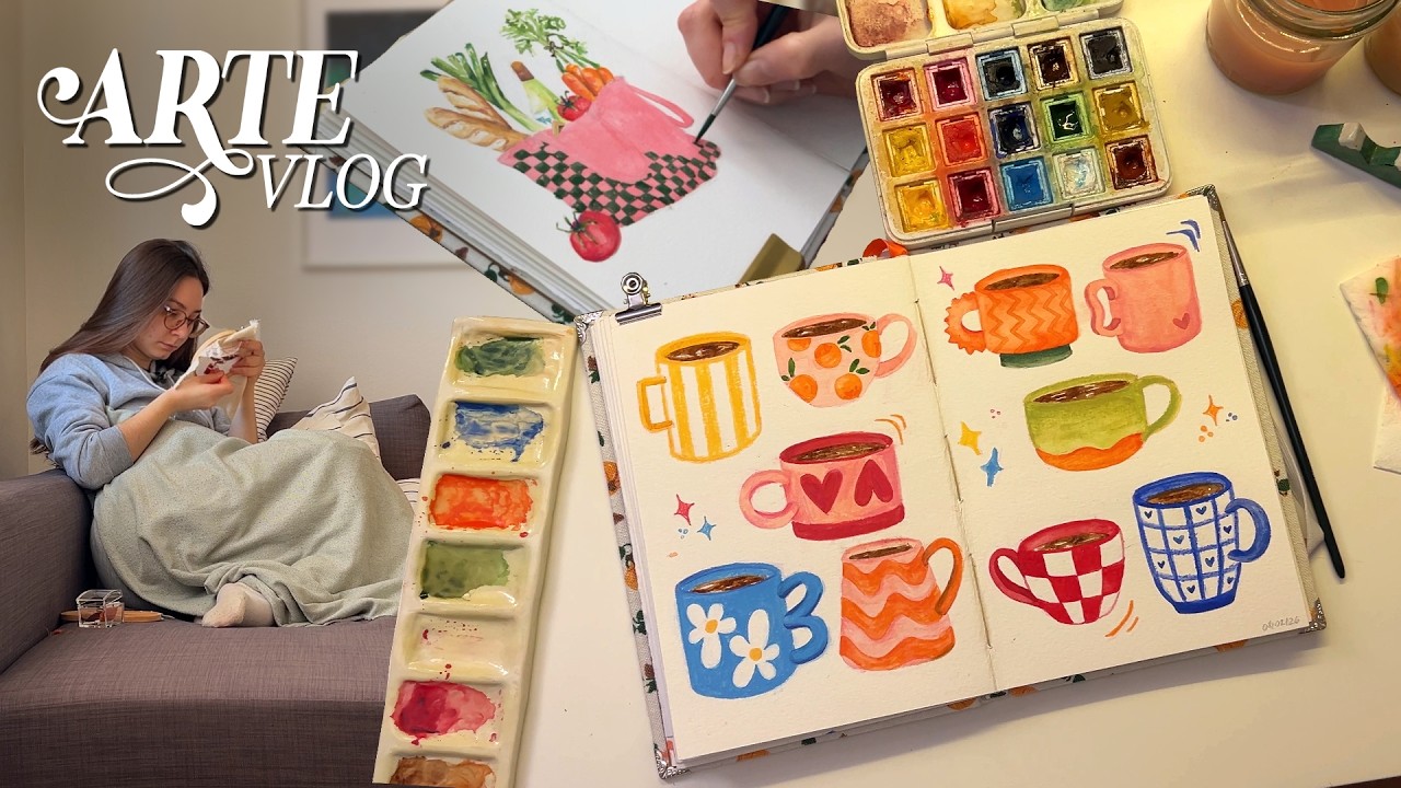 vlog pintando com aquarelas e reflexões sobre perfeccionismo
