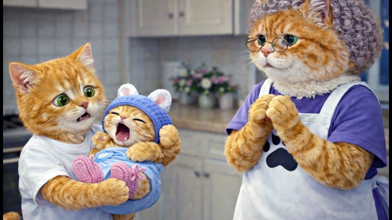 🍼 Jojo Cat with Grandma on Babysitting Duty 🧯🙀