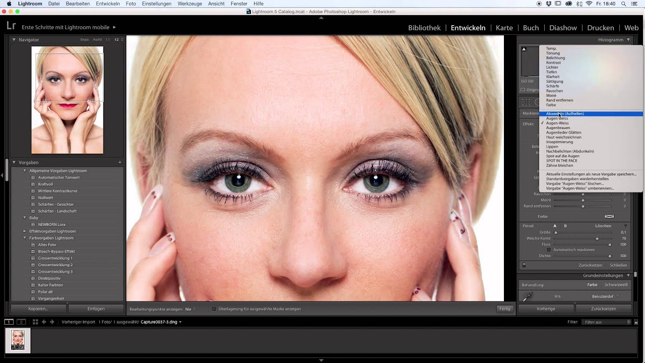 Augen Retusche in Lightroom