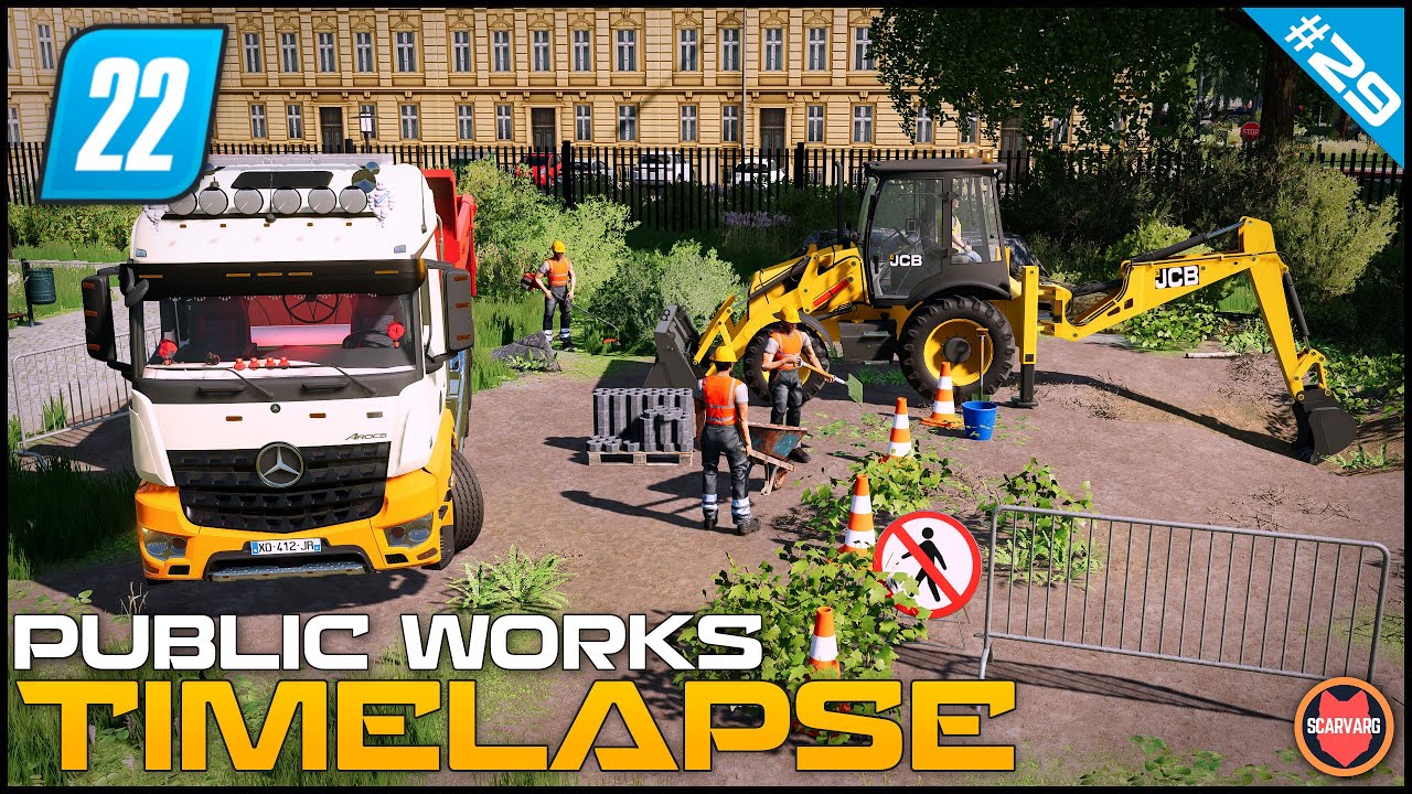 🚧 Копаем небольшой пруд в парке + приобрели экскаватор-погрузчик JCB ⭐ FS22 Таймлапс городских об...