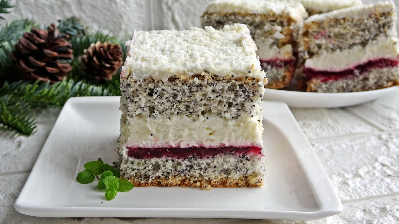BISZKOPT MAKOWY Z BITĄ ŚMIETANĄ #cake #ciasta #sweet  #baking