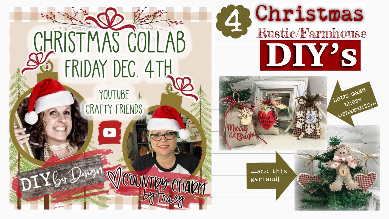 DIY Christmas Crafts | DIY Farmhouse Rustic Christmas Crafts | Collab w/ Country Charm By Tracy