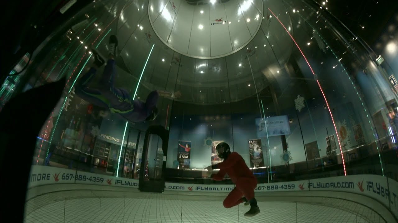 Knee flying practice in the #baltimore wind tunnel