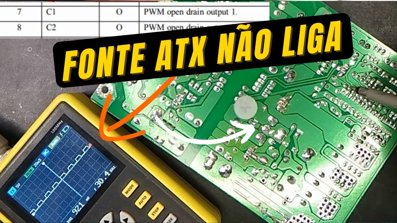 Fonte ATX não liga - Usando osciloscópio no reparo