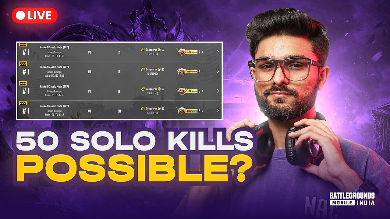 KYA AAJ 50 SOLO KILLS HONGE? | CLASSIC HACKER OR WHAT | BGMI LIVE