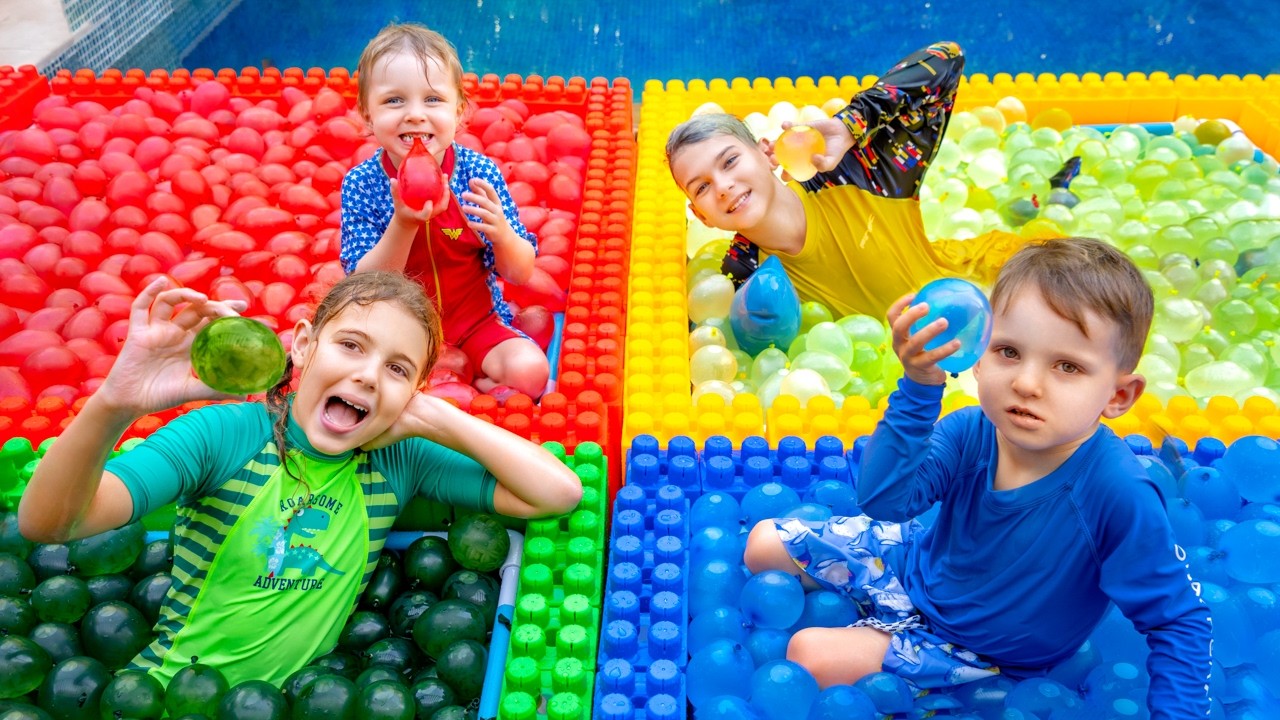 Four Colors Water Balloons Challenge | Leuke waterballonnen challenge 💧🎨🎈
