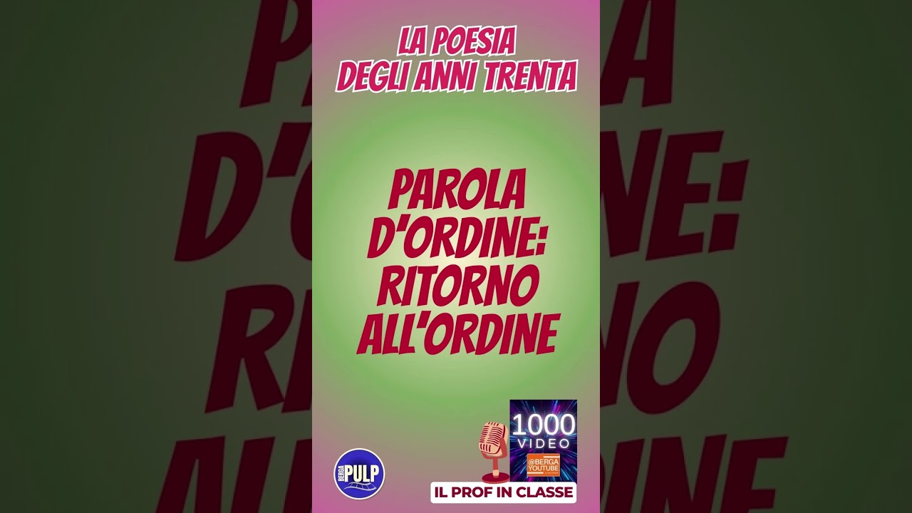 La poesia degli Anni Trenta. Ritorno all'ordine