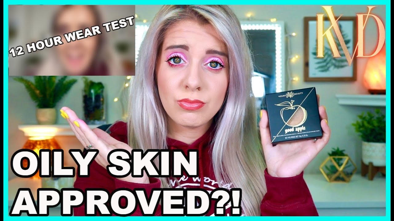 TRYING THE NEW VIRAL KVD GOOD APPLE FOUNDATION BALM ||  GOOD FOR OILY SKIN?! || 12 HOUR WEAR TEST ||