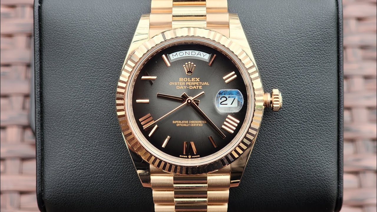 Часы Rolex Day-Date 40 из 18-каратного золота Everose с циферблатом цвета сланца и омбре 228235