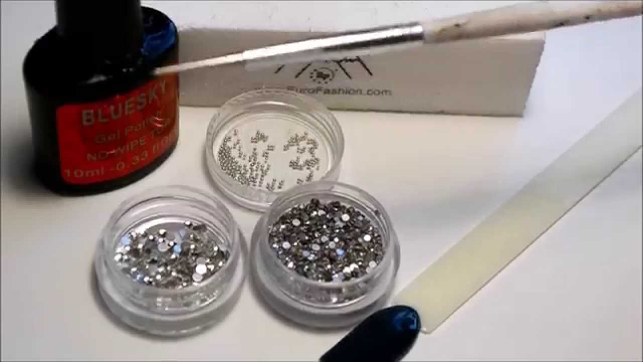 Дизайн ногтей! Крепление страз! Mount crystals on gel polish.