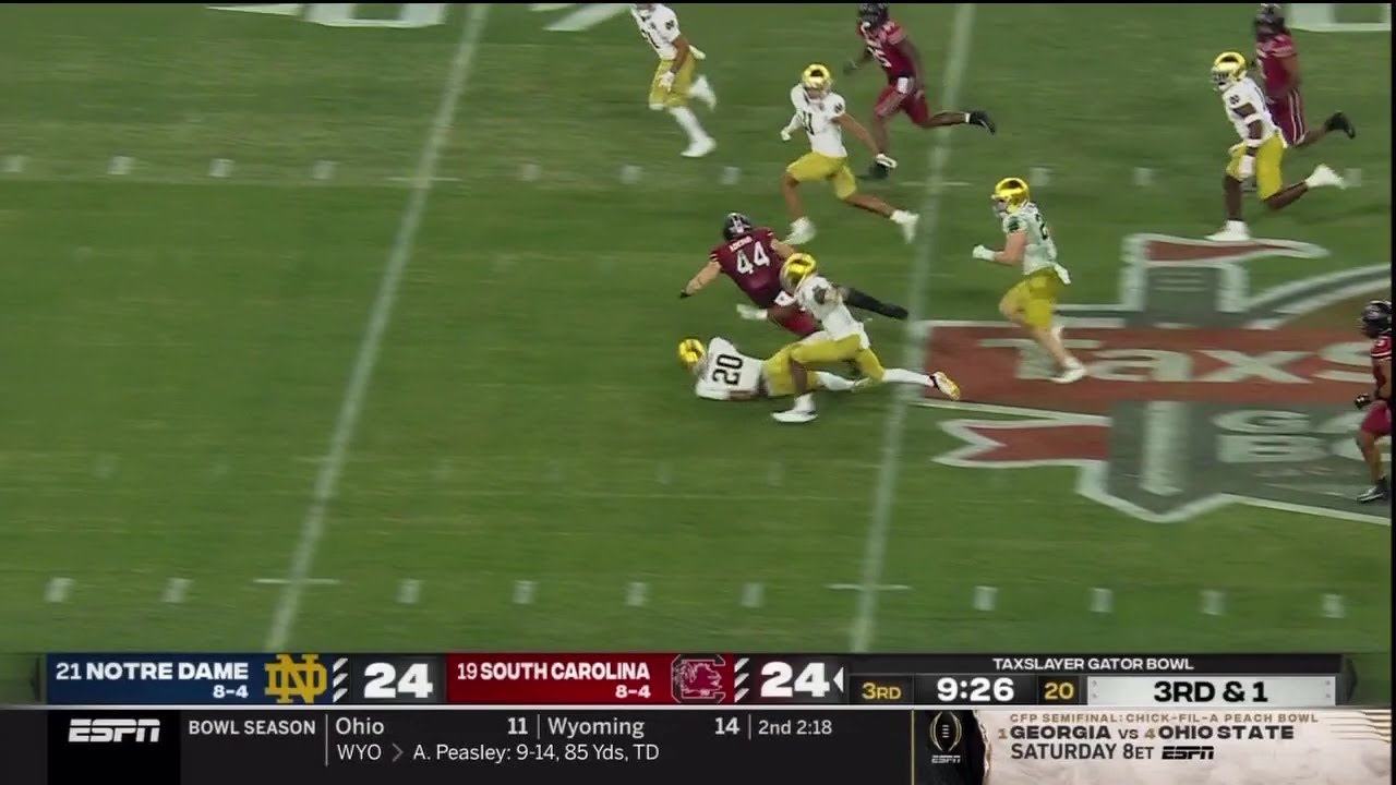 2022 Gator Bowl USC vs Notre Dame - Nate Adkins 17 Yd Reception