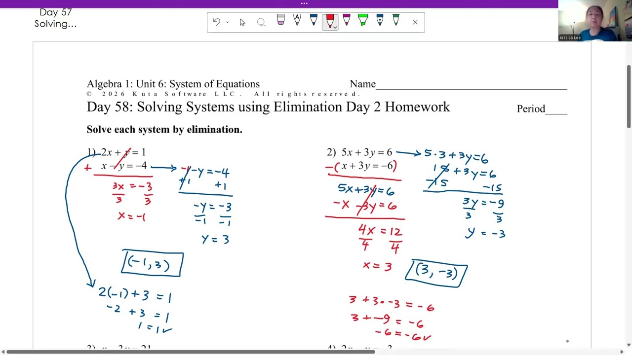 Solving System of Equations using Elimination