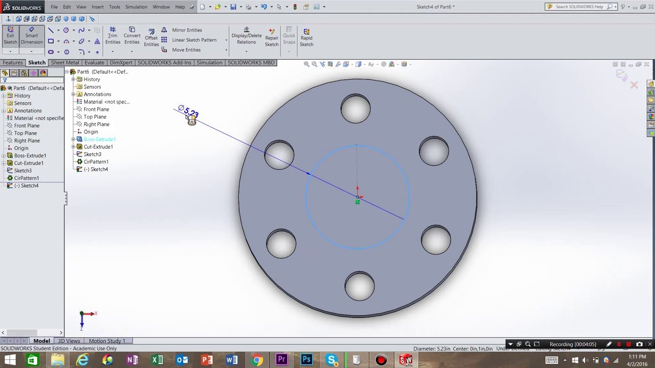 SolidWorks circular pattern