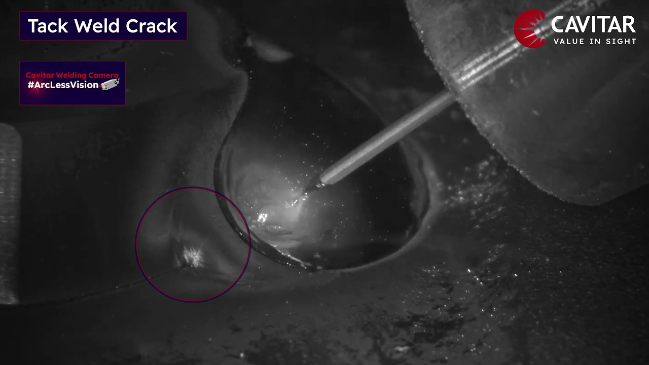 #ArcLessVision of Tack Weld Crack from Cavitar Welding Camera C400