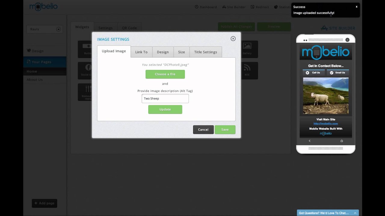 Mobelio - Adding Single Images To Your Site