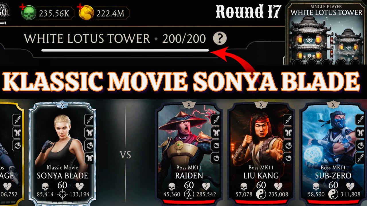 White Lotus Tower Boss Battle 200 & 170, 190 Fight + Reward MK Mobile | KM Sonya Blade