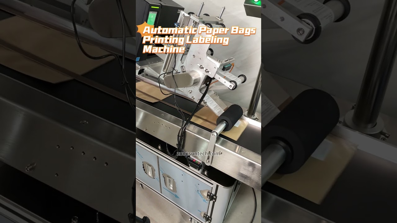 ZONESUN Automatic Bags Top Side Real Time Printing Labeling Machine With Paging Machine 
