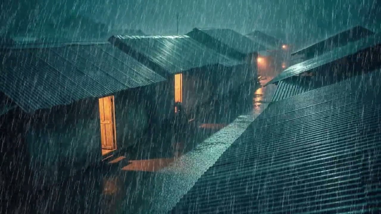 No Ads Rain Sounds for Sleeping – ASMR Tin Roof Heavy Rain to Block Noise and Sleep All Night