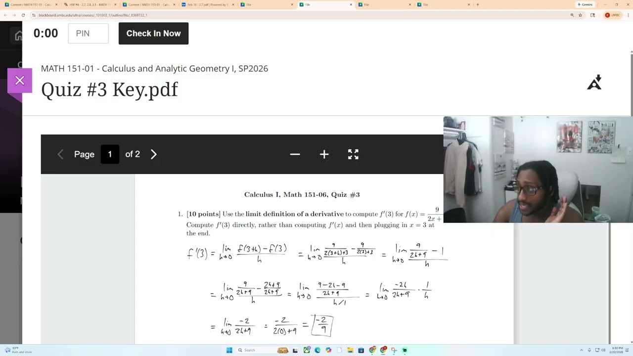 Use the limit definition of a derivative to compute
