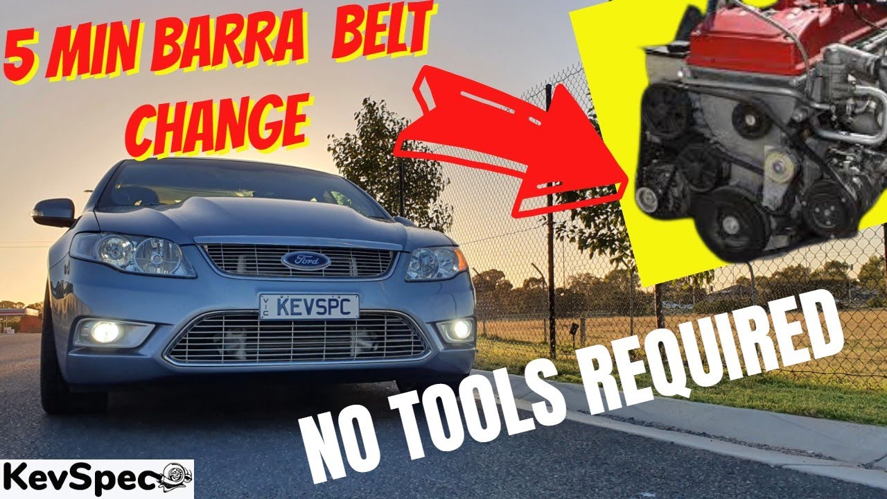 HOW TO CHANGE A FORD BARRA DRIVE BELT IN UNDER 5MINS WITH NO TOOLS -PLUS 500 SUBS REACHED YEEEWWWW