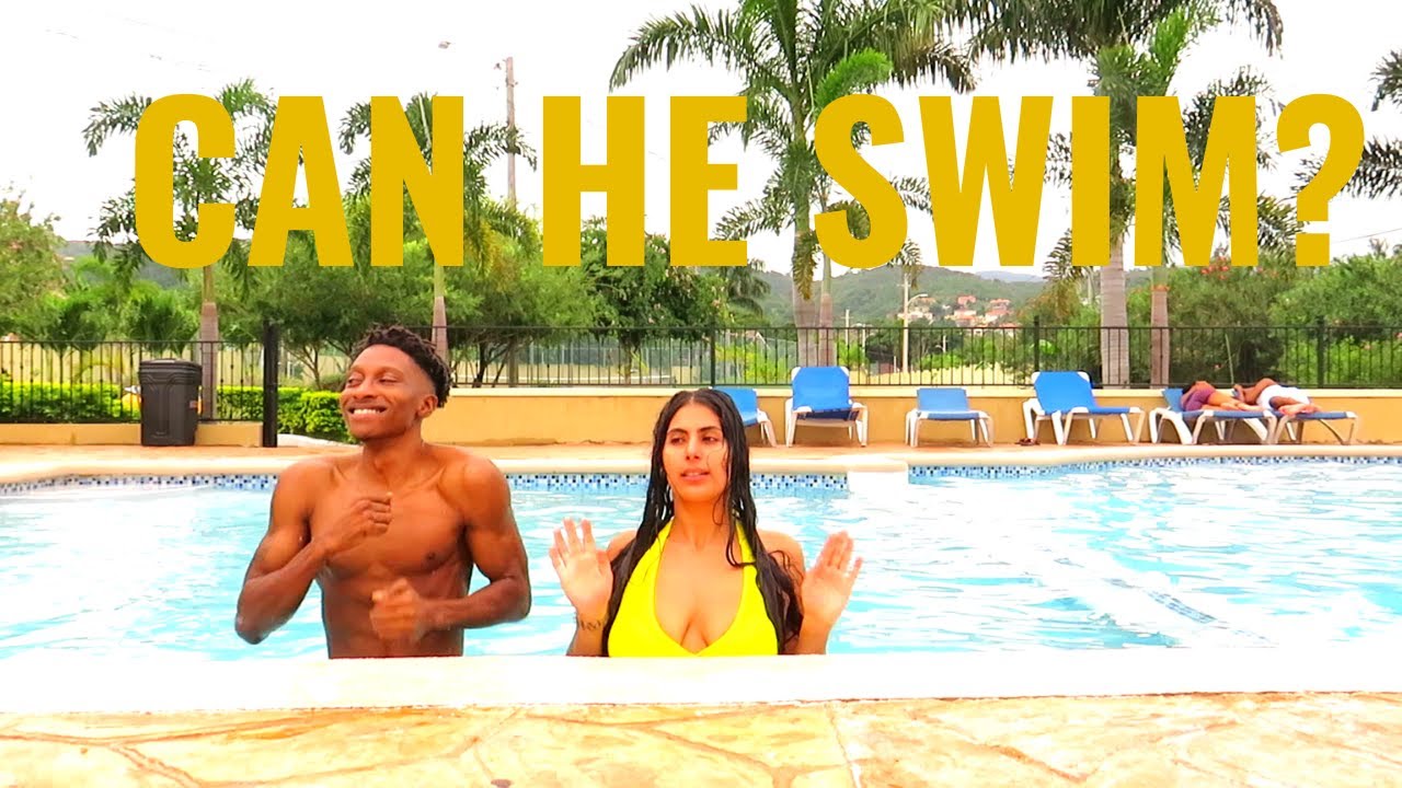 WIFE TEACHES HUSBAND HOW TO SWIM *HILARIOUS*
