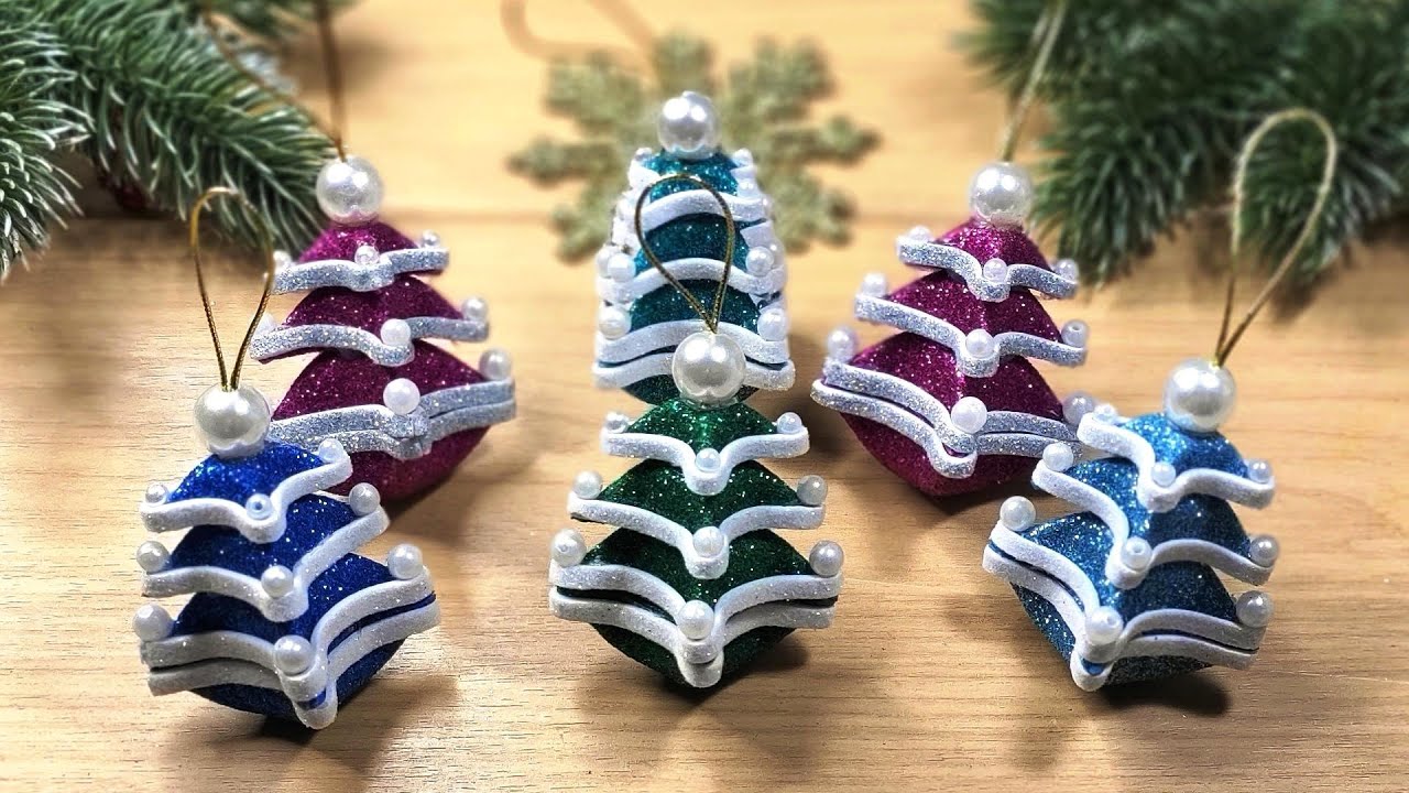 СУПЕР ПРОСТО И БЫСТРО, новогодние ёлочки своими руками 2022 из фоамирана 🎄 DIY  christmas ornaments