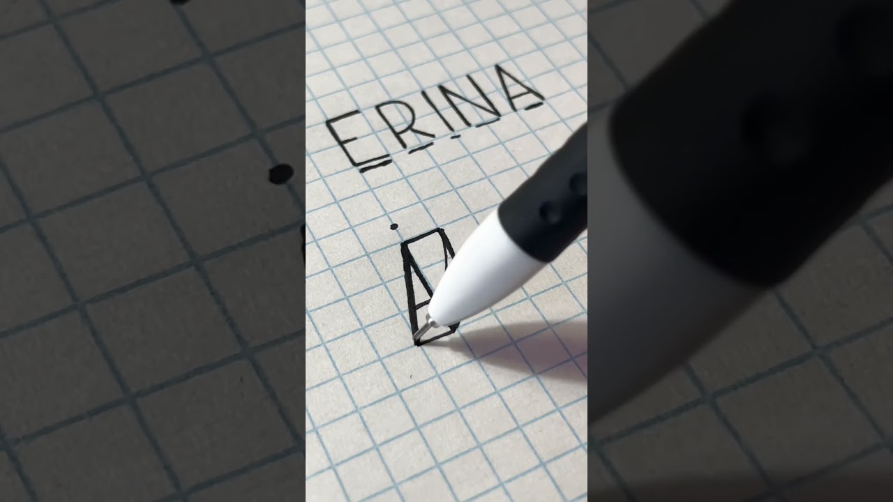 Erina - writing the monogram. Follow me and write your name.