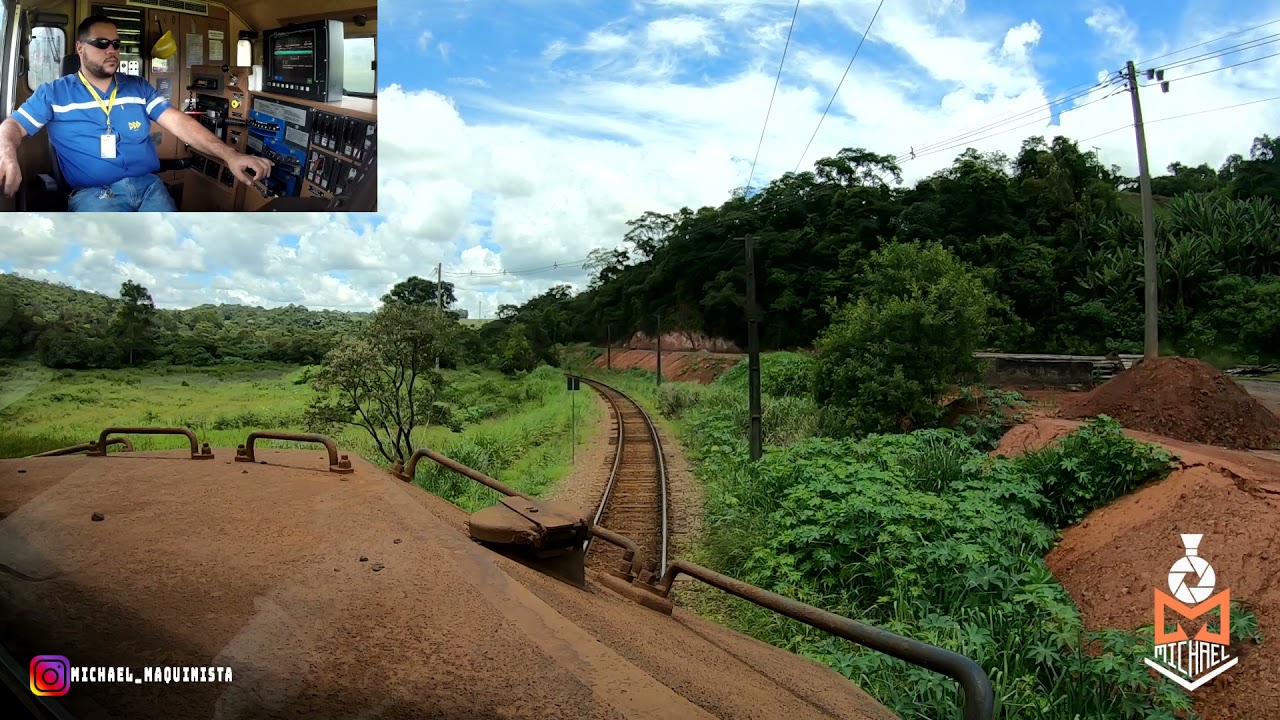 Viagem de trem com duas câmeras registrando! Maquinista e trecho