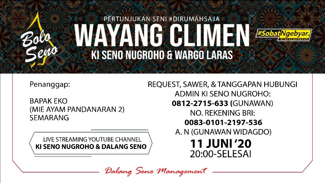 #LiveStreaming Wayang Climen Ki Seno Nugroho - Bagong Gugat