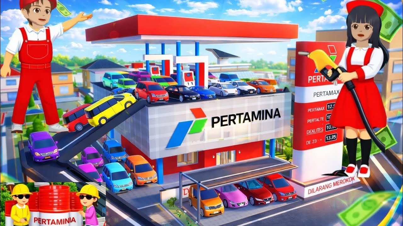 Sakura car collection at petrol station 🚑🚓// saku school simulator