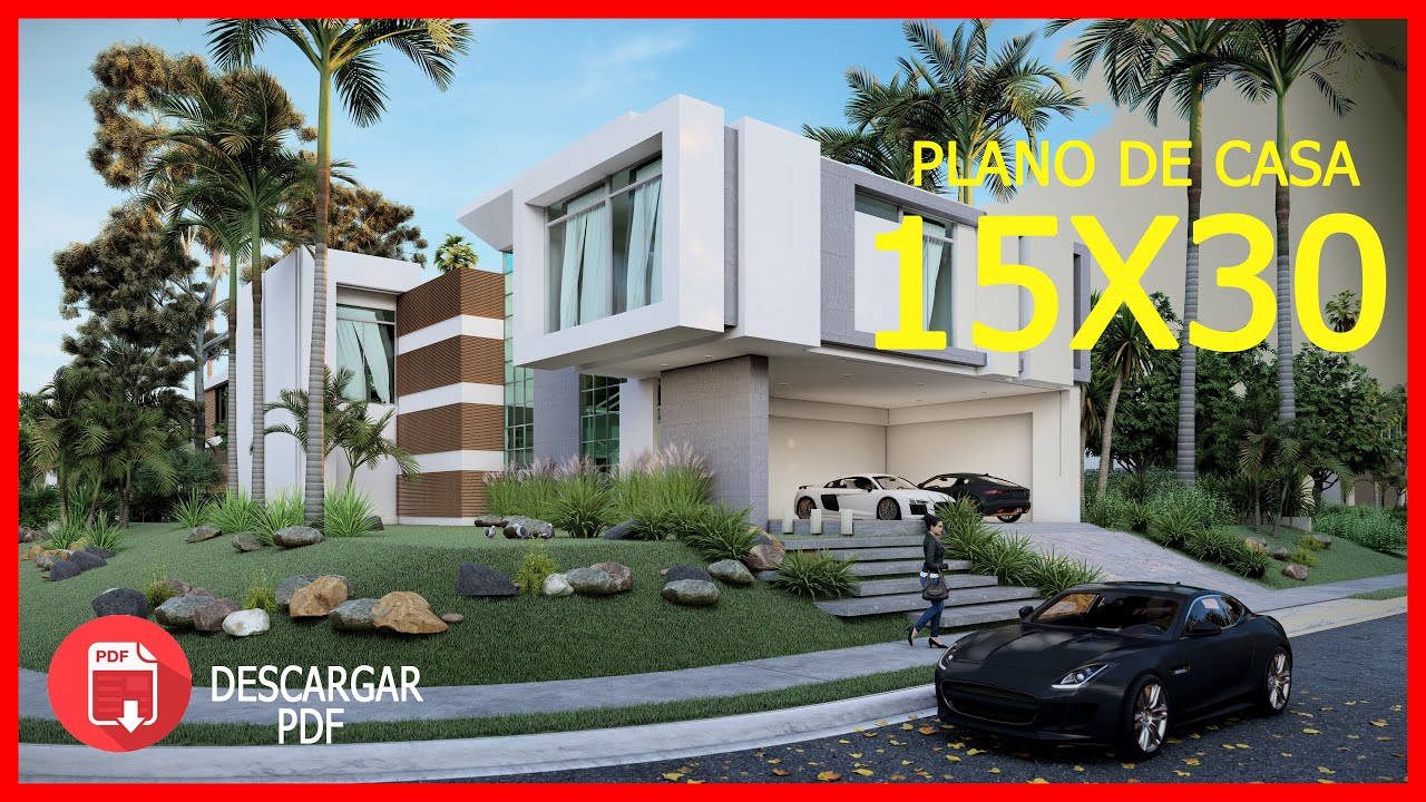 Casa moderna de dos pisos / Casa 15 x 30 / Fachadas de casas